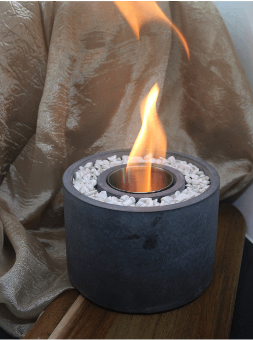 Elegant tabletop concrete firepit