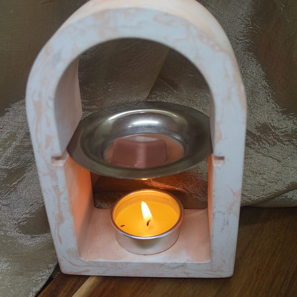 Orange & White Arc de Lumière tealight wax melt warmer